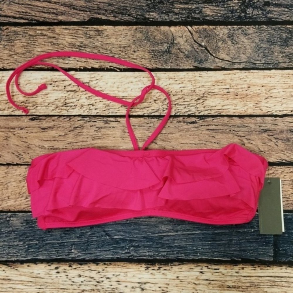Ruffle Front Halter Neck Bikini Top